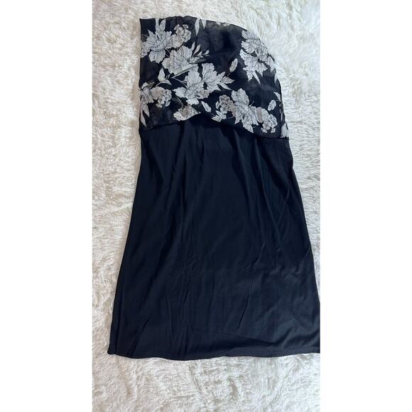 Truth & Fable Black And White Midi Chiffon V Neck Tunic Dress Size XL 3/4Sleeve - Picture 6 of 14